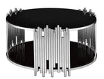 Table Basse ronde STICK plateau en verre D90 H45 cm