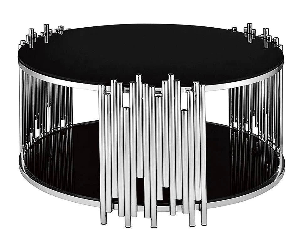 Table Basse ronde STICK plateau en verre D90 H45 cm