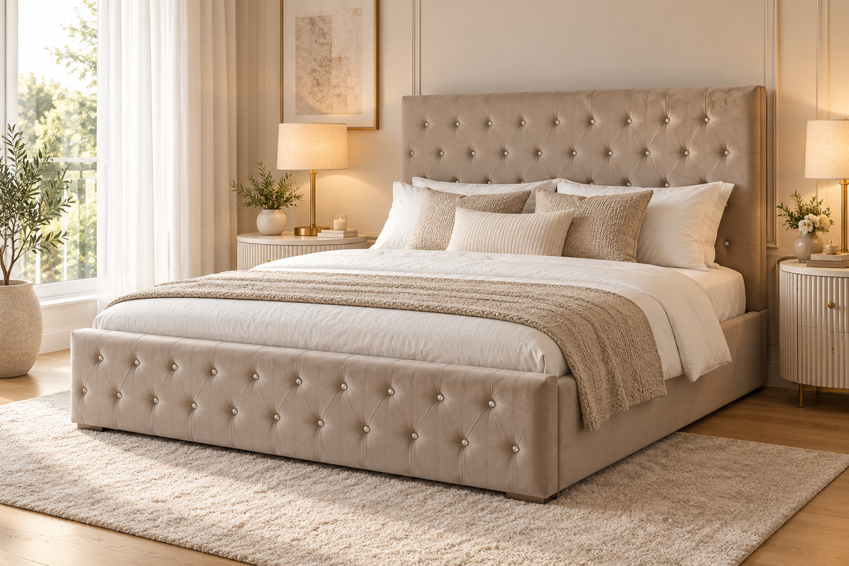Lit 2 places  PRESTIGE velours sommier inclus