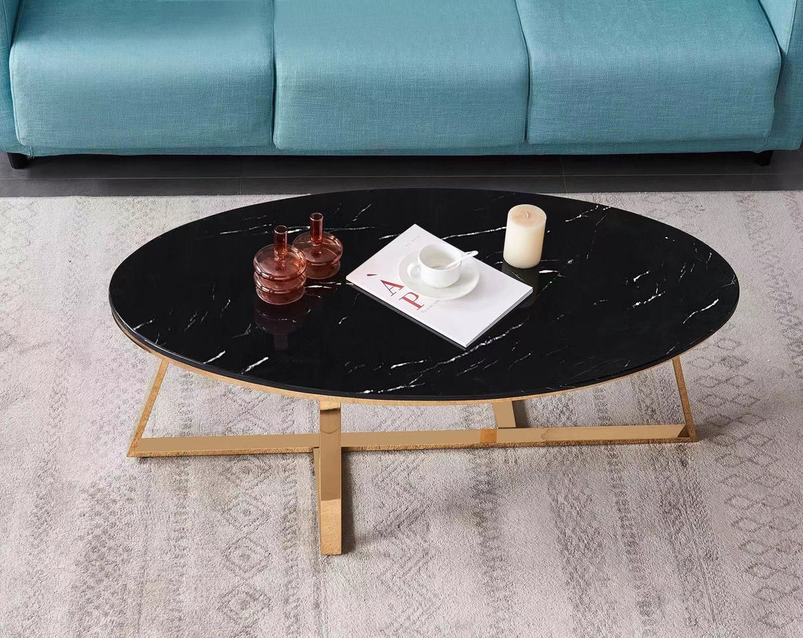 Table basse ovale GAMMA plateau Granite 120x60 cm