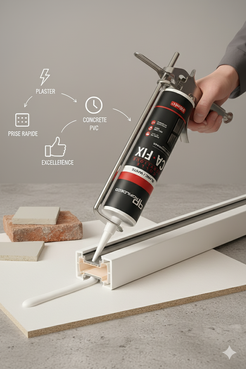 PROTOCOLE HOME   CA-FIX - Colle Acrylique Multi Matériaux Haute Adhérence | Tube 310 ml | Blanc