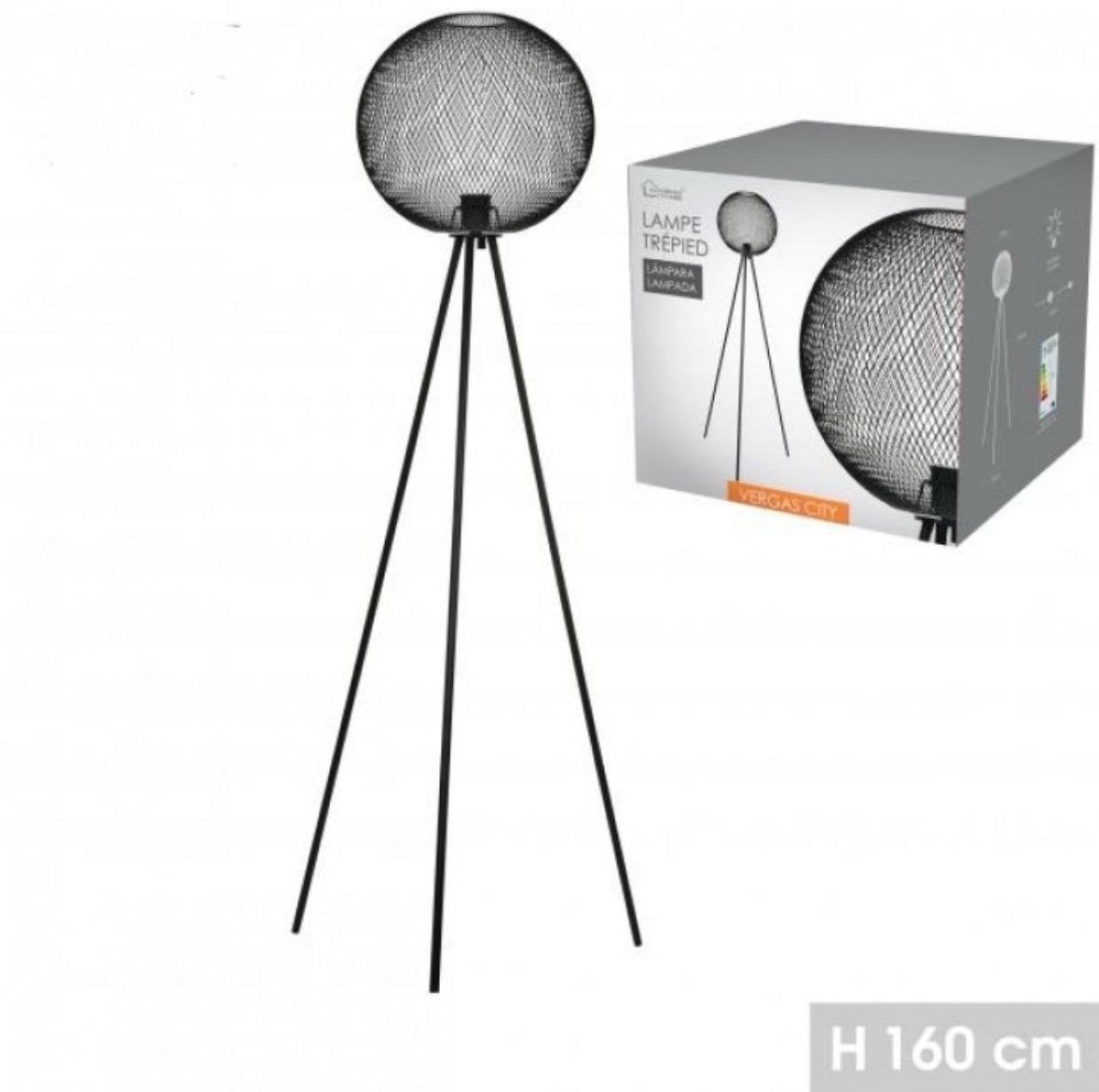 LAMPE TREPIED METAL NOIR 60X50X160CM ROND