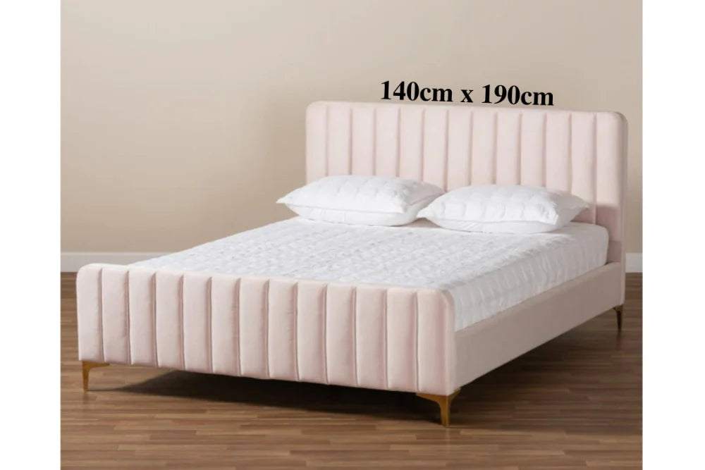 Lit 2 places 140x190 cm FAYE design velours sommier inclus