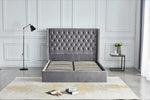 Lit COFFRE 2 places 160X200 cm CLOUTE velours