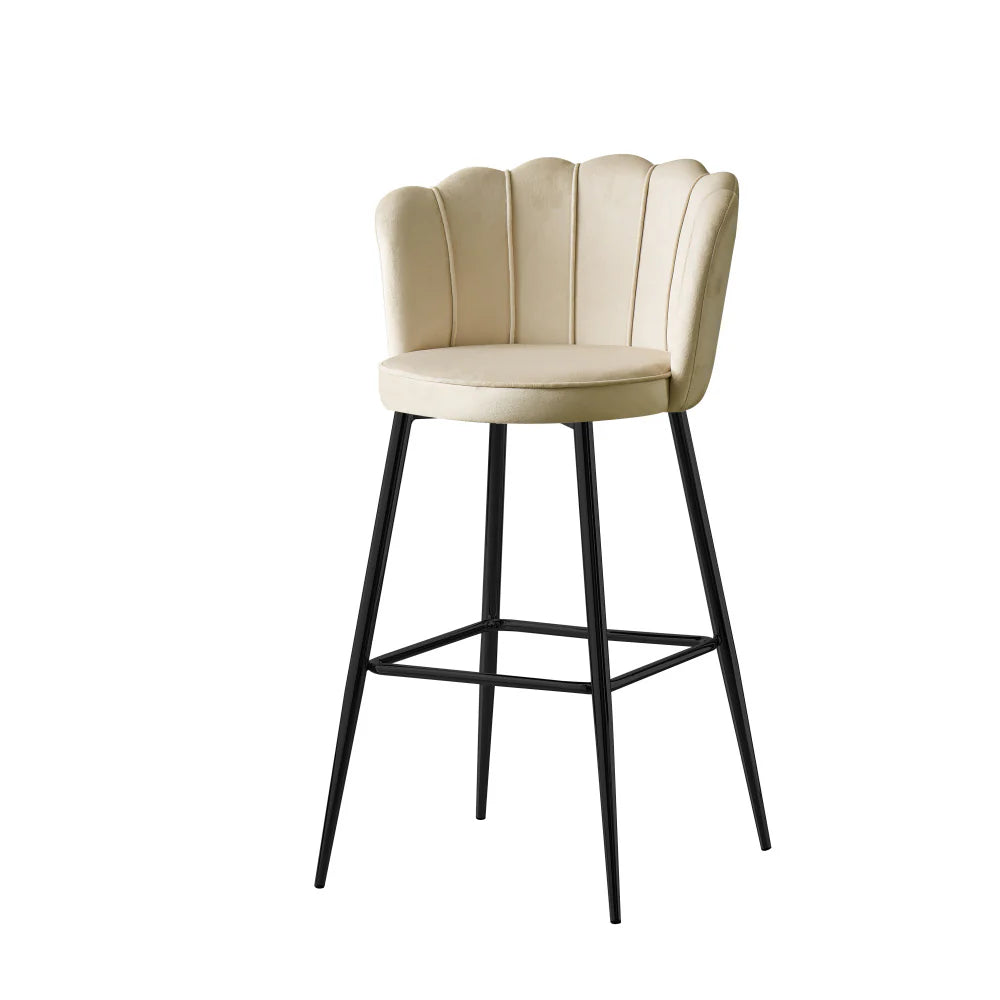 Lot de 2 Tabourets de Bar NYMPHEA en Velours avec Pieds en Métal Noir - Élégance et Confort