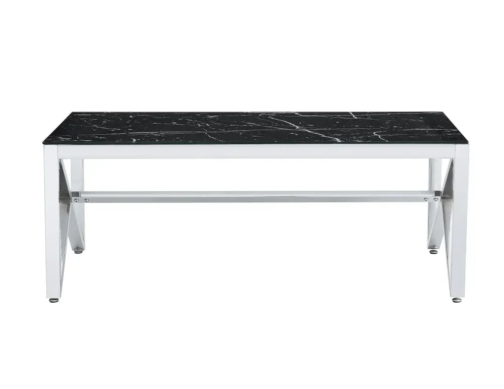 Table Basse MAJESTIQUE Chrome et plateau en verre 120x60x45 cm