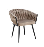 Lot de 2 chaises TRESSEES Velours Pied en métal noir