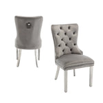 Lot de 2 chaises POIGNEE Clouté en velours pied Chromé et Or