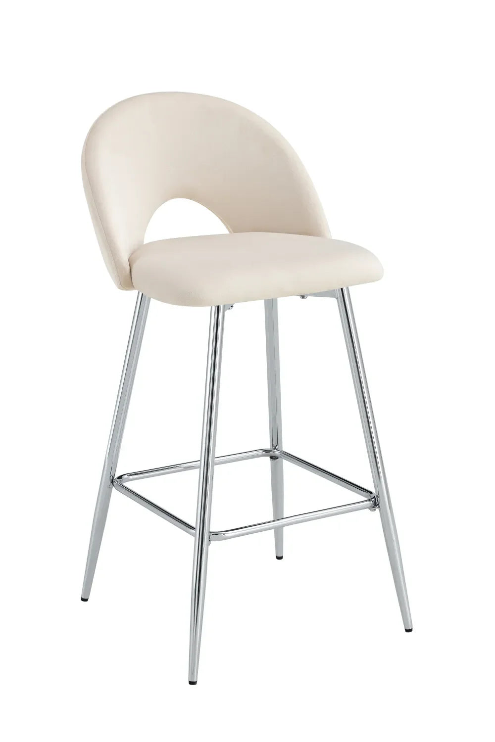 Lot de 2 tabourets de bar TEDDY pied chrome velours