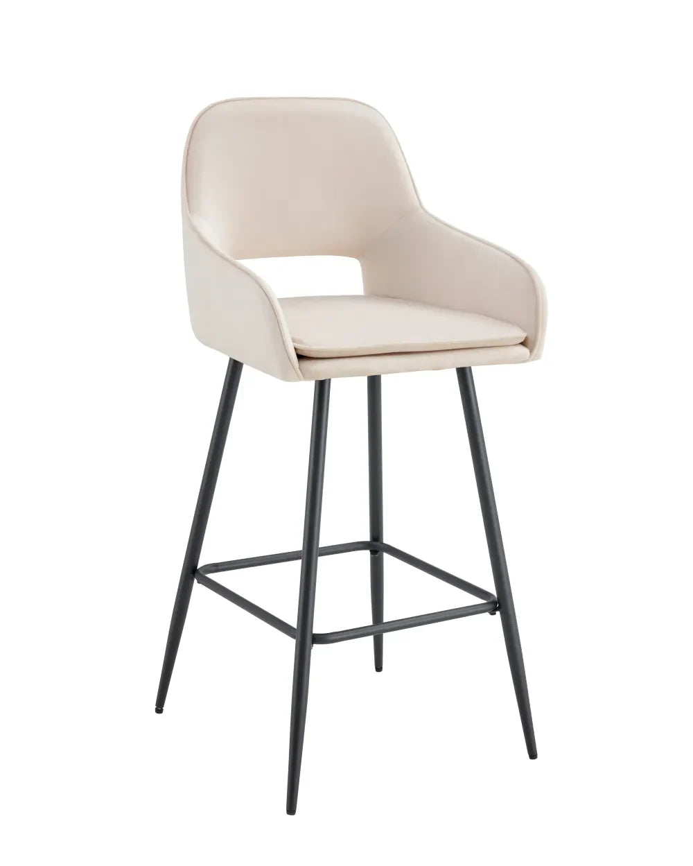 Lot de 2 tabourets de bar ATHENA pied métal noir velours