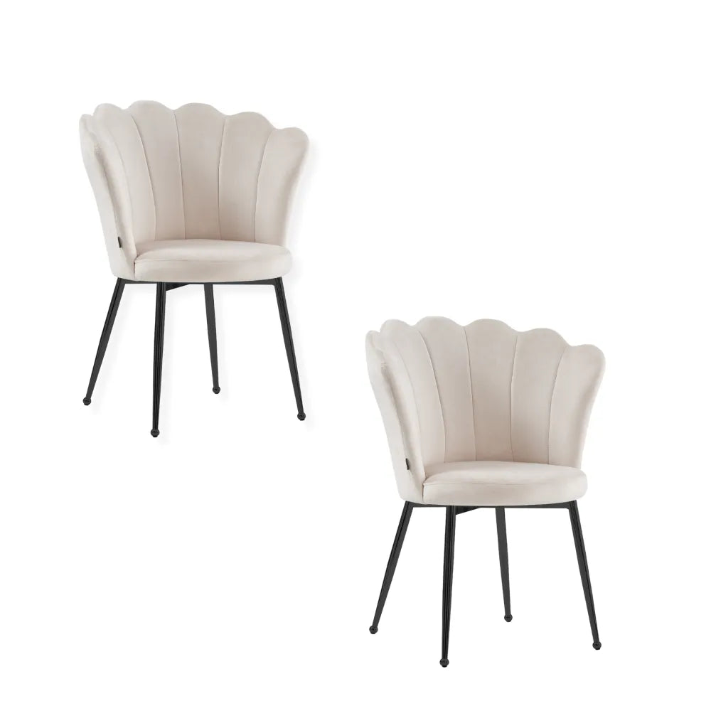 Lot de chaises NYMPHEA pieds métal noir assise Velours