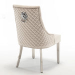 Lot de 2 chaises LION matelassée et cloutée Chrome et Or velours
