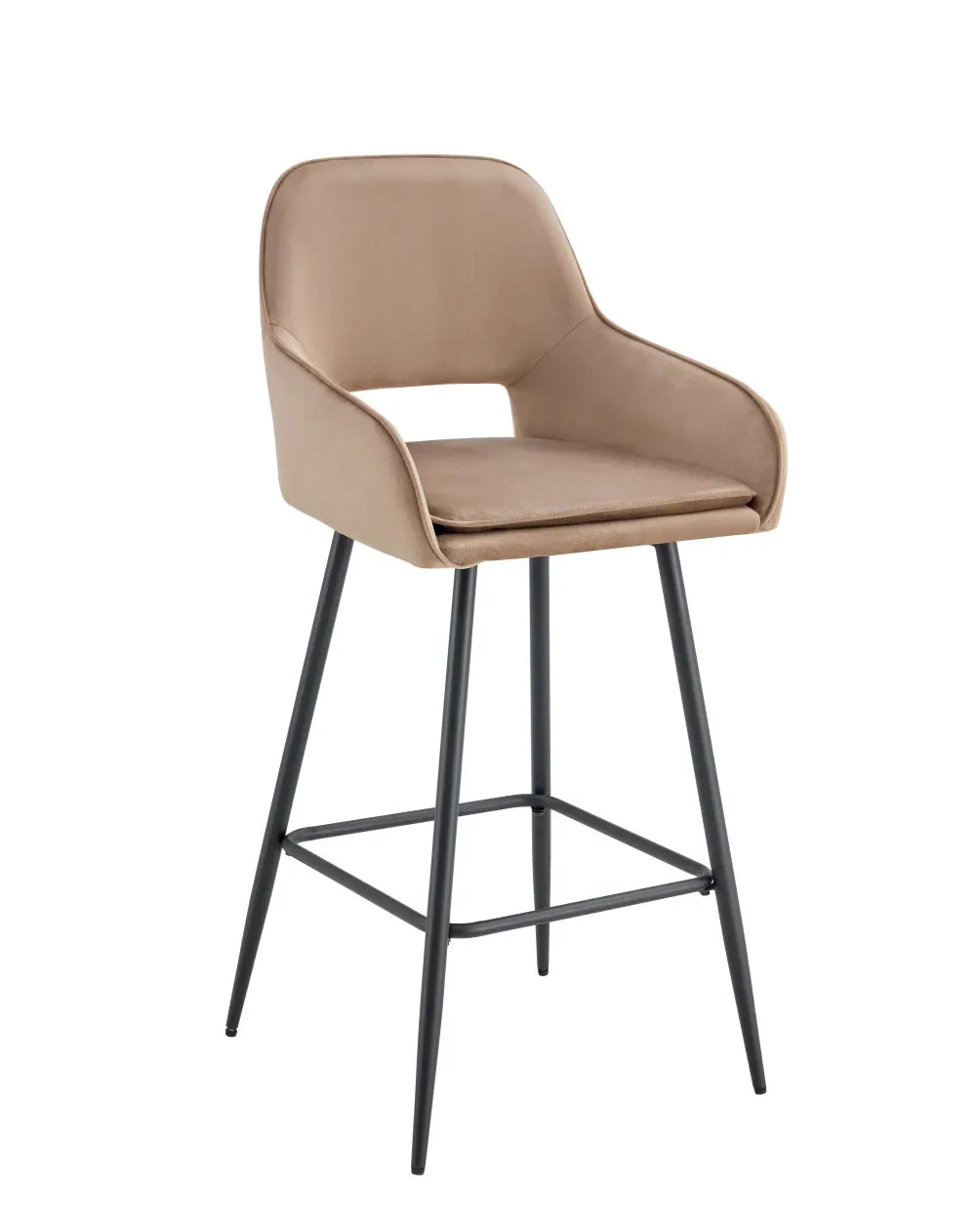 Lot de 2 tabourets de bar ATHENA pied métal noir velours