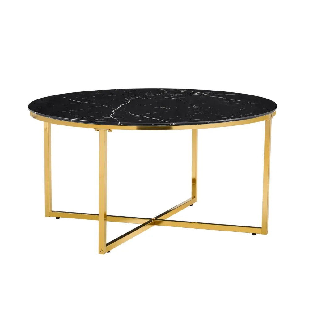 Table basse ronde LORIE plateau en verre D90 cm