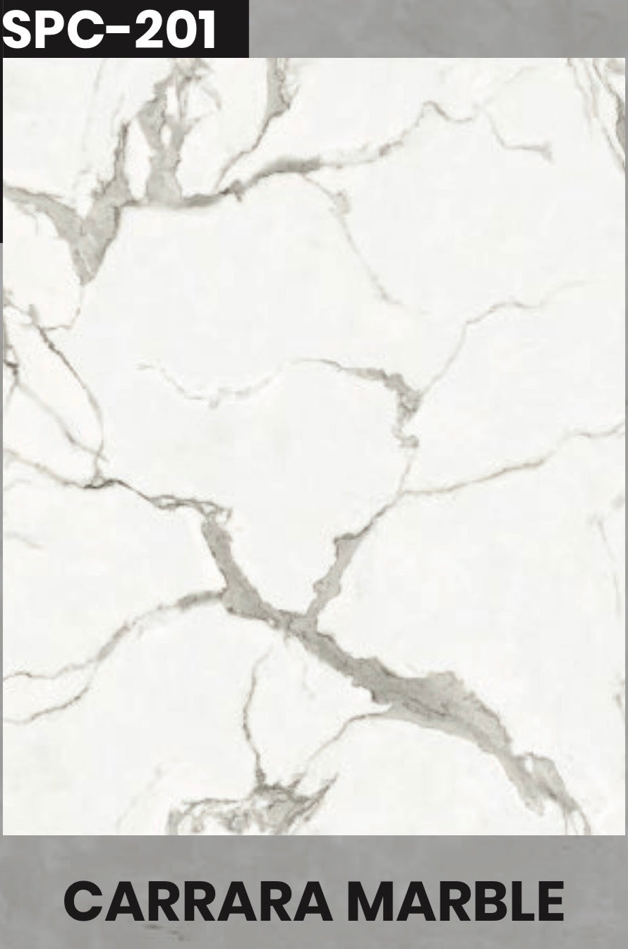 SPC 201 Plaque  mural MAT Effet marbre carrara  –  600 x 1200 mm