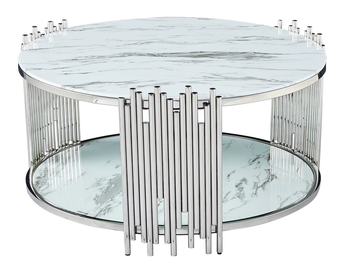 Table Basse ronde STICK plateau en verre D90 H45 cm