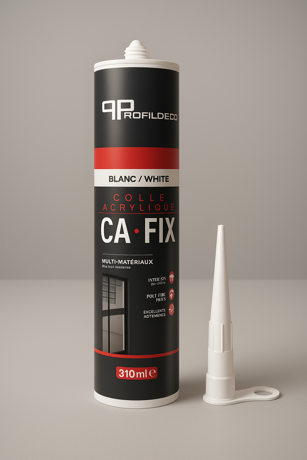 PROTOCOLE HOME   CA-FIX - Colle Acrylique Multi Matériaux Haute Adhérence | Tube 310 ml | Blanc
