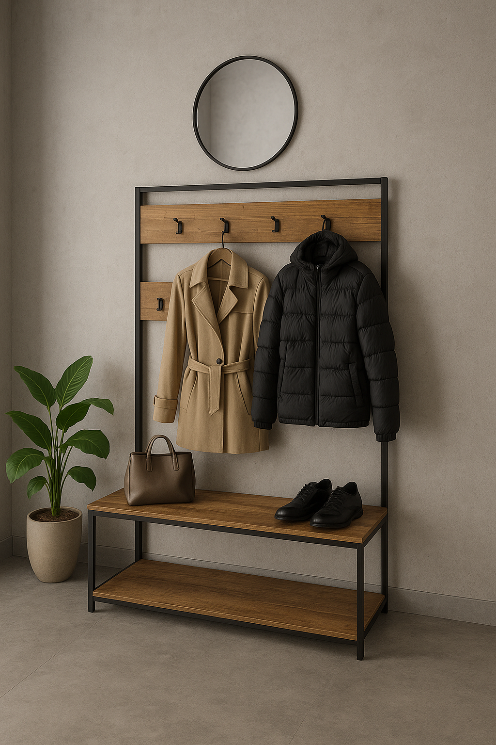 Meuble Porte Manteaux avec  2 étagères range CHAUSSURES