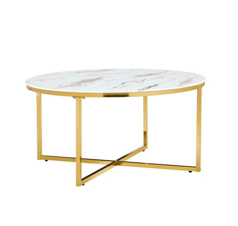 Table basse ronde LORIE plateau en verre D90 cm